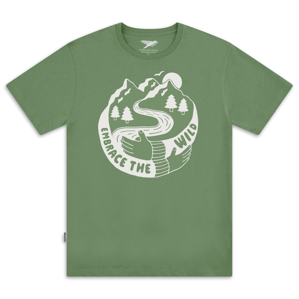 Silverstick Men Organic Cotton Embrace The Wild Tee Sage Front