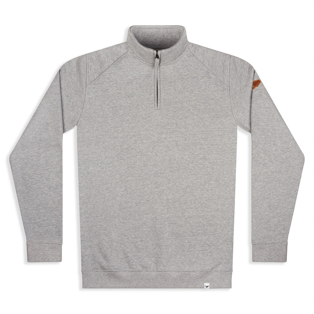Silverstick Mens Nevis Organic Cotton Quarter Zip Sweat Ash Marl Front