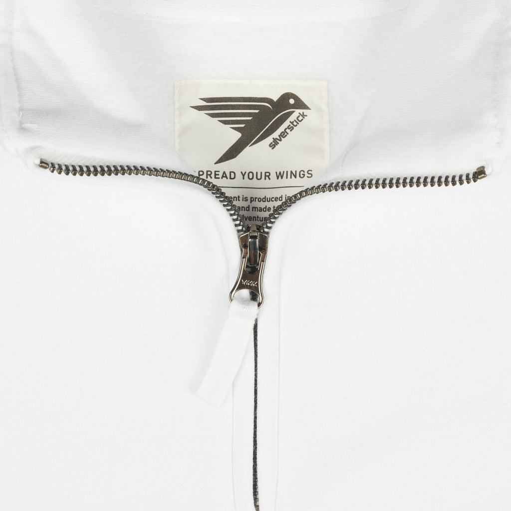 Silverstick Mens Nevis Organic Cotton Quarter Zip Sweat White Spread Your Wings