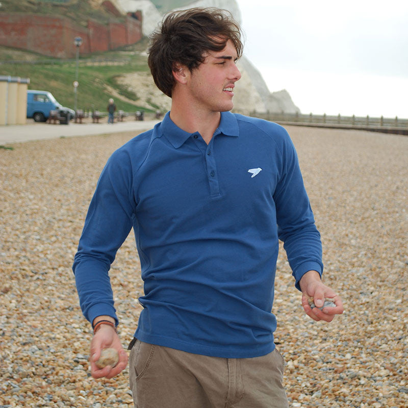 silverstick mens organic cotton greenwood navy long sleeve polo shirt adventure