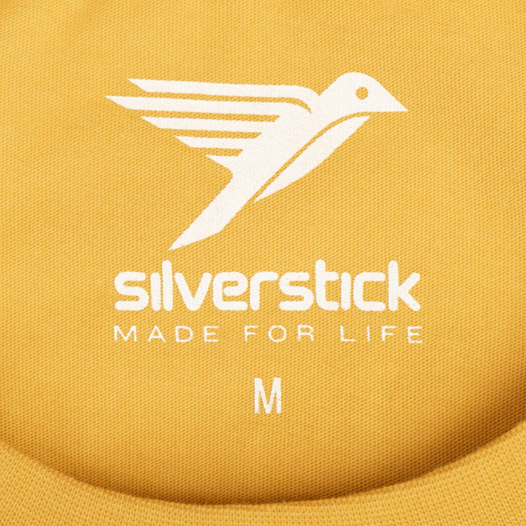 matt sewell + silverstick mens organic cotton tee harmony maize neckdetail