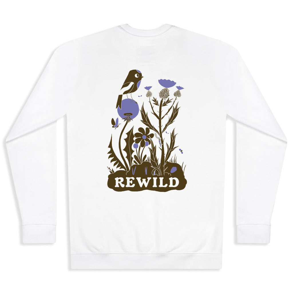 matt sewell + silverstick mens organic cotton rewild white sweat back