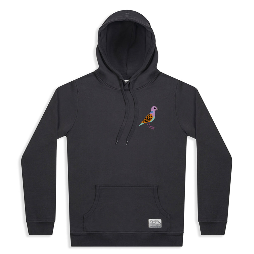 Silverstick womens matt sewell turtle dove organic cotton hoodie charcoal front