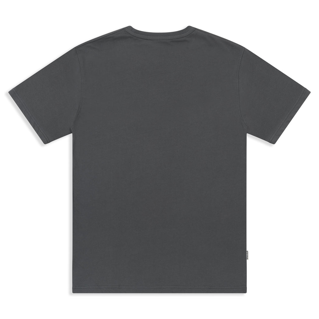 Plain dark gray t-shirt on a white background