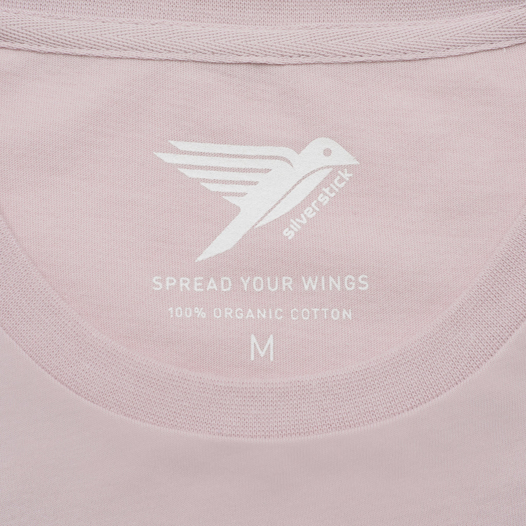 Silverstick Mens Adventure Organic Cotton T Shirt Pale Lilac Spread Your Wings