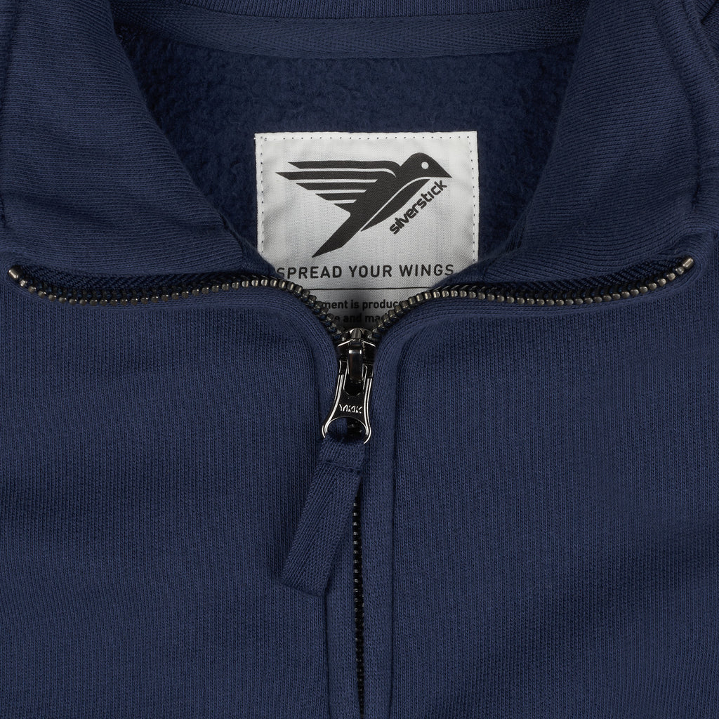 Silverstick Women Organic Cotton Quarter Zip Sweat Navy Spread Your Wings
