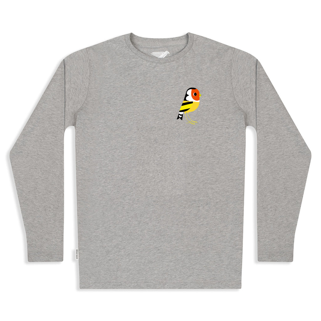 Silverstick womens matt sewell goldfinch organic cotton long sleeve tee ash front