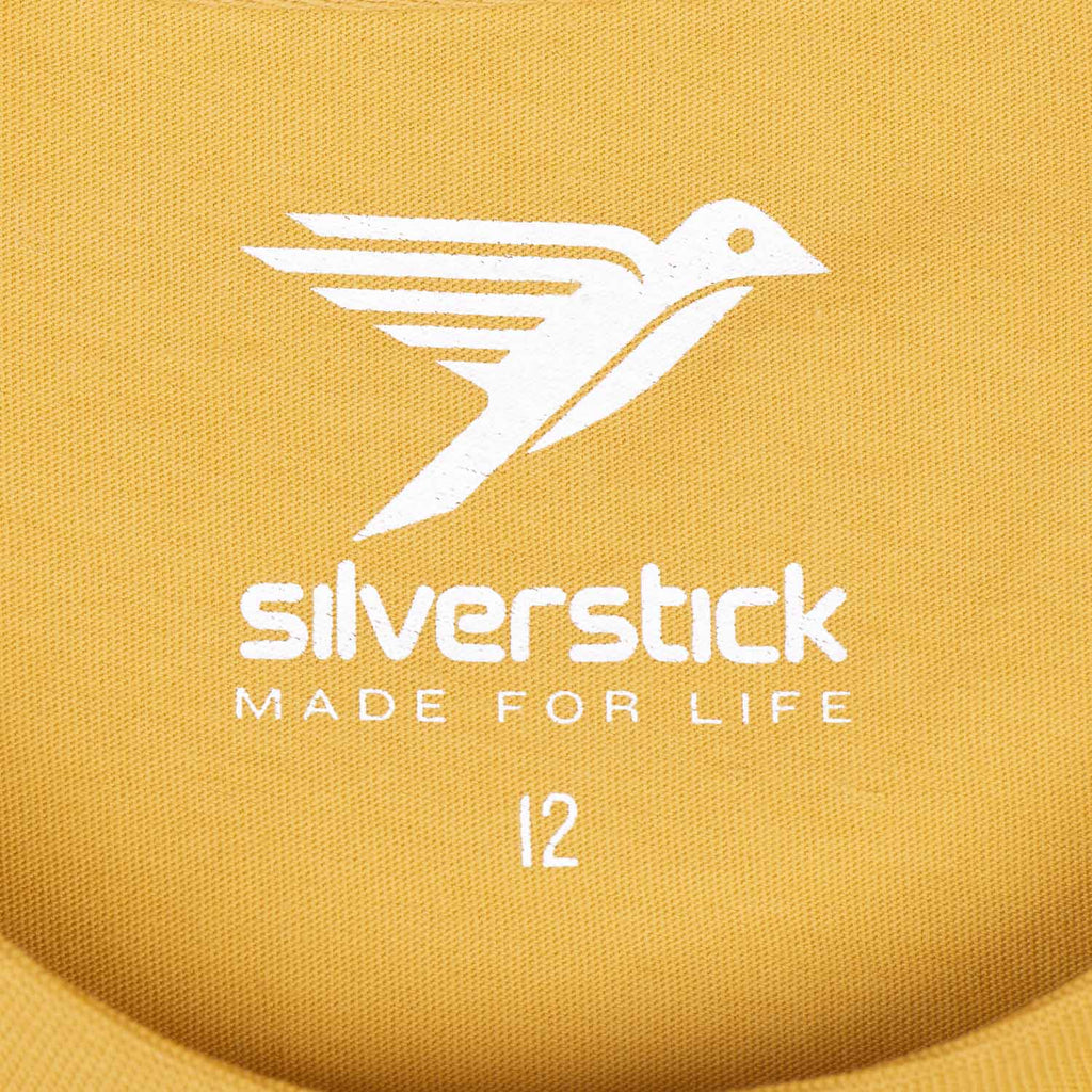 matt sewell + silverstick womens organic cotton tee harmony maize neck detail